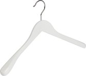 De Kledinghanger Gigant - 8 x Mantel / kostuumhanger beukenhout wit gelakt met schouderverbreding, 41 cm