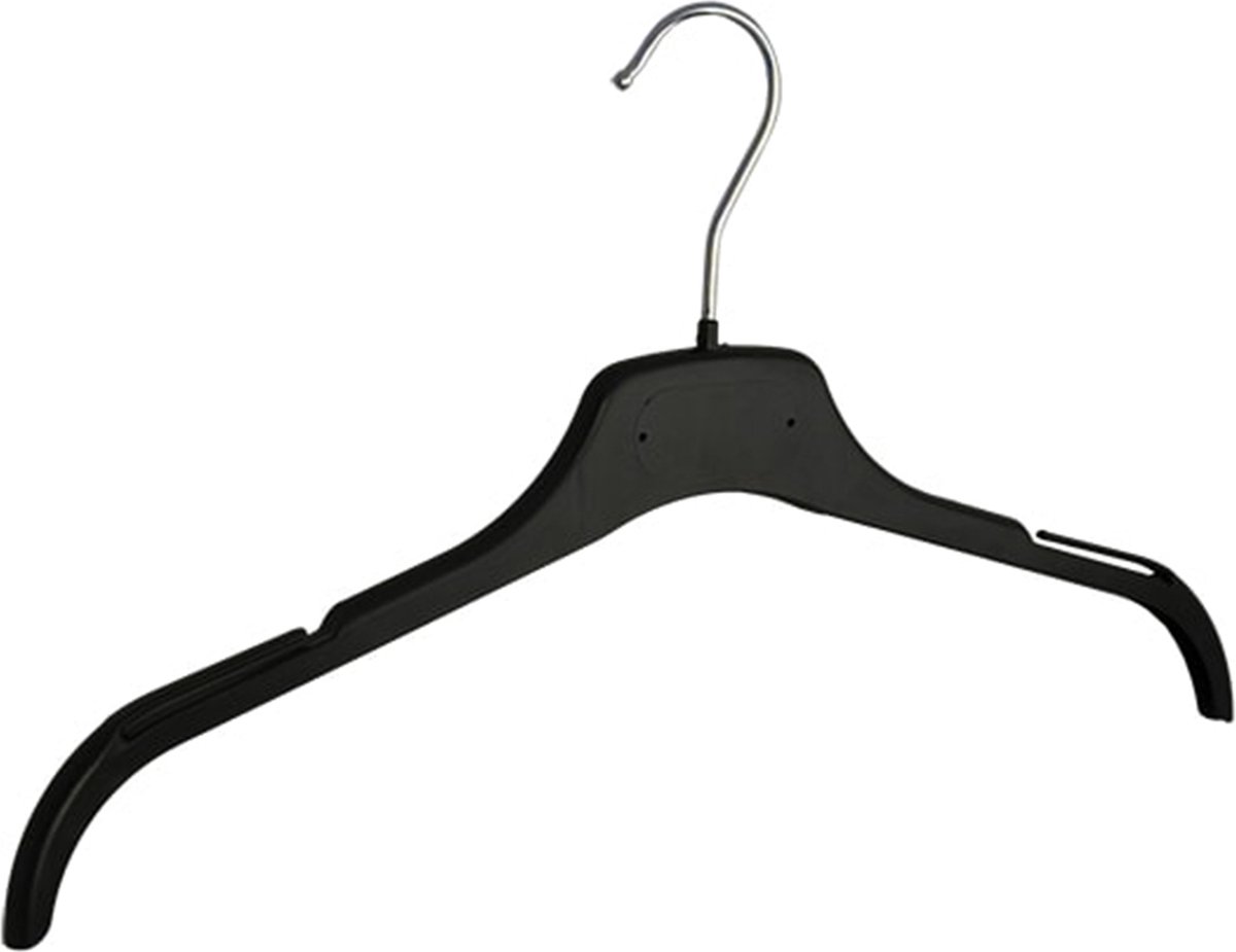 De Kledinghanger Gigant - 20 x Blousehanger / shirthanger kunststof zwart met rokinkepingen, 41 cm