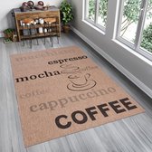 Tapiso Floorlux Vloerkleed Woonkamer Slaapkamer Bruin Coffee Cappuccino Mocha Espresso Frappe Macchiato Interieur Duurzaam Hoogwaardig Tapijt Maat - 60x110