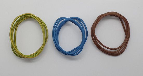 hefboom Purper kogel Complete set installatiedraad van 2,5 mm dikte - bruin (fase), blauw (nul)  en... | bol.com