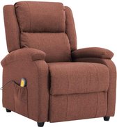 Massagestoel - Zinaps Elektrische massagestoel Ontspannende stoel TV-stoel met verwarmingsfunctie Hout en stalen bruin stof (WK 02128)