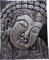 Houten decoratie panelen – boeddha hoofd schilderij 50 cm | Inspiring Minds