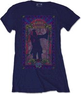 Janis Joplin - Paisley & Flowers Frame Dames T-shirt - M - Blauw