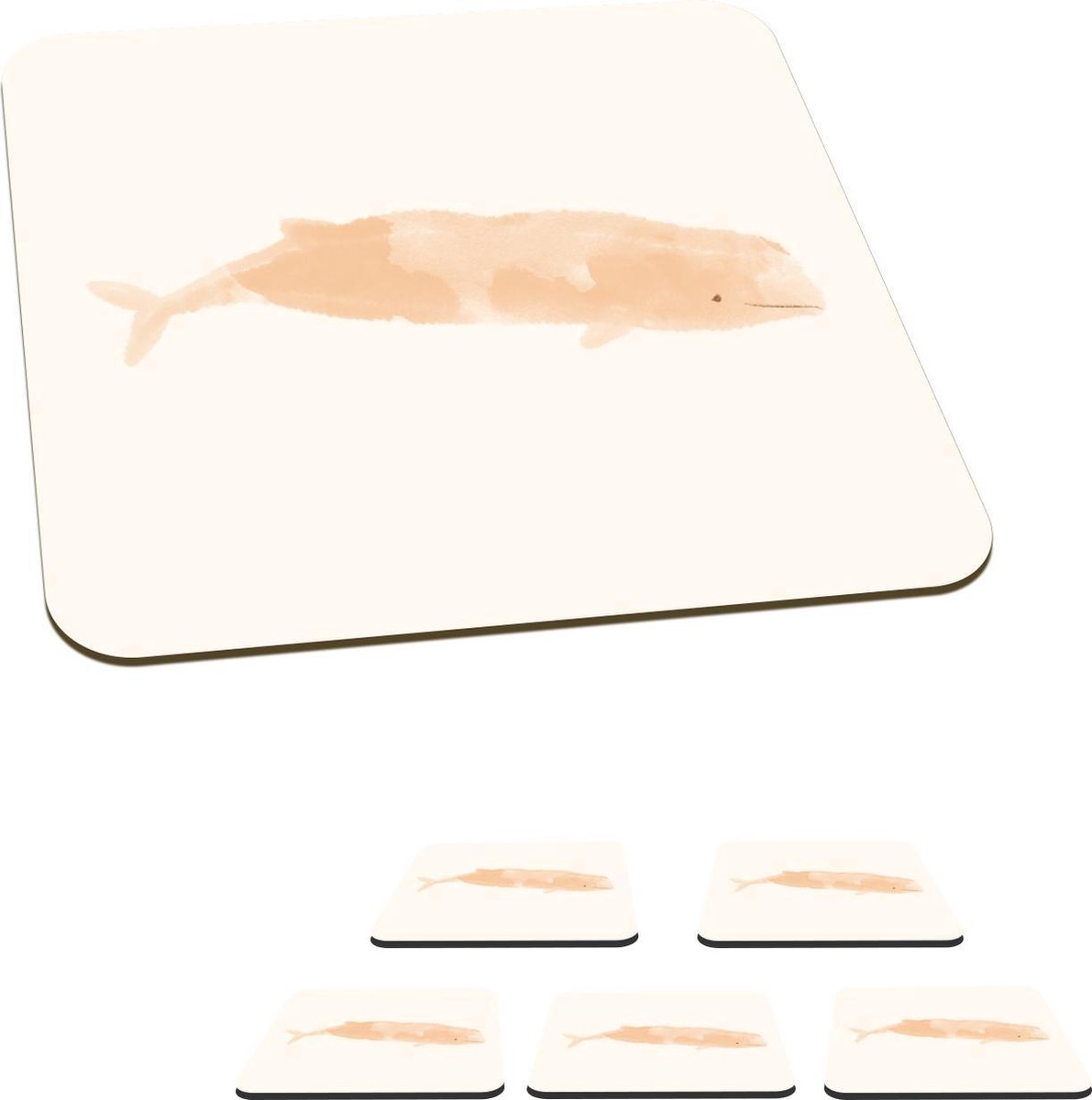 Onderzetters voor glazen - Vis - Zee - Aquarel - 10x10 cm - Glasonderzetters - 6 stuks