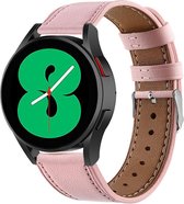 Leren bandje - Bandje leer roze - Geschikt voor Samsung Galaxy Watch 4 & Watch 4 Classic & Samsung Galaxy Watch 5 & Watch 5 Pro - Bandje voor smartwatches leer roze