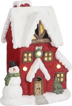 House of Seasons Kersthuisje met Verlichting - L28,5 x B20 x H37 cm - Rood