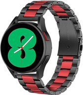 Strap-it Samsung Galaxy Watch 4 - 44mm stalen band - zwart/rood