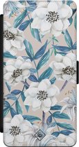 Samsung A51 bookcase leer hoesje - Bloemen / Floral blauw