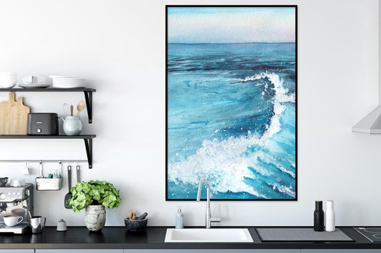 Cadre photo avec poster - Mer - Golf - Aquarelle - 60x90 cm - Cadre poster