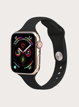 Smal Siliconen Apple Watch Bandje Dun - Zwart - 42/44 mm - Series 1 2 3 4 5 6 SE - Geschikt voor Apple Watch