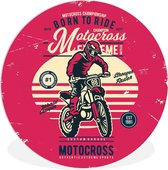 WallCircle - Wandcirkel ⌀ 150 - Motorcross - Man - Tekening - Retro - Ronde schilderijen woonkamer - Wandbord rond - Muurdecoratie cirkel - Kamer decoratie binnen - Wanddecoratie muurcirkel - Woonaccessoires