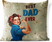 Buitenkussen - Papa - Quotes - Best dad ever - Spreuken - 45x45 cm - Weerbestendig - Vaderdag cadeautje - Cadeau voor vader en papa