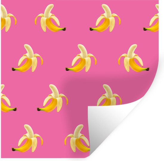 Muurstickers - Sticker Folie - Banaan - Patroon - Roze - 100x100 cm - Plakfolie - Muurstickers Kinderkamer - Zelfklevend Behang XXL - Zelfklevend behangpapier - Stickerfolie