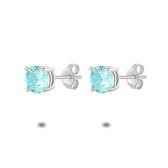 Twice As Nice Oorbellen in zilver, lichtblauw zirkonia, 6 mm