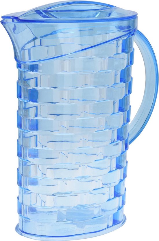 Pichet / carafe à eau plastique bleu transparent 1litre 24 cm
