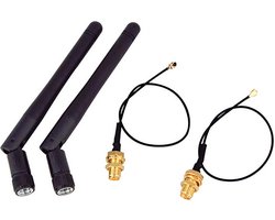 2x WiFi antenne 2.4GHz 3dBi RP-SMA Male + 2x PCI U.FL IPX naar RP SMA Male Pigtail kabel / HaverCo