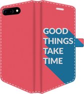 Apple iPhone 7 Plus Telefoonhoesje - Portemonneehoesje  - Met pasjeshouder - Met Quote - Good Things - Rood