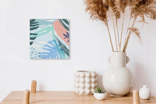 Tableau sur toile Été - Blauw - Vert - 20x20 cm - Décoration murale