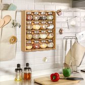 Kruidenrekje - Kruidenrek met 16 kruidenpotjes van glas - Keukenrek - Specerijen rek - Bamboe Hout - 4 laag