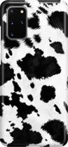 Samsung Galaxy S20 Plus Telefoonhoesje - Premium Hardcase Hoesje - Dun en stevig plastic - Met Dierenprint - Koeien Patroon - Zwart