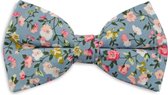 We Love Ties - Strik Floral Art - denimblauw / wit / groen / roze