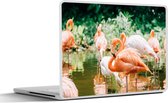 Laptop sticker - 13.3 inch - Flamingo's staan in het water - 31x22,5cm - Laptopstickers - Laptop skin - Cover