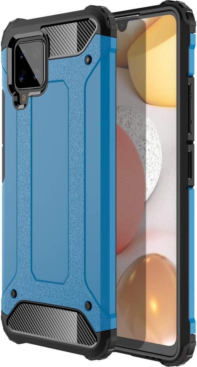 Hoesje Geschikt voor: amsung Galaxy A42 4G Armor Hybrid S- Blauw