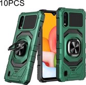 Voor Samsung Galaxy A01 10 PCS Union Armor Magnetische PC + TPU Shockproof Case met 360 Graden Rotatie Ring Houder (Dark Night Green)