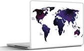 Laptop sticker - 15.6 inch - Wereldkaart - Paars - Sterrenhemel - Kinderen - Jongens - Meisjes - 36x27,5cm - Laptopstickers - Laptop skin - Cover
