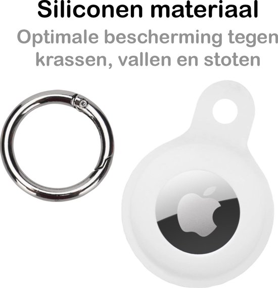 AirTag Porte-clés Etui AirTag Pendentif En Siliconen - Etui Porte-clés Pendentif AirTag - Wit - PACK DE 2