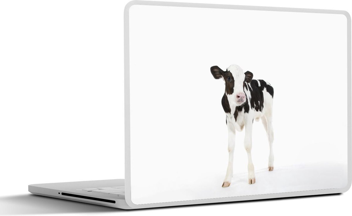 Laptop sticker - 10.1 inch - Koe - Kalf - Wit - Dieren - 25x18cm - Laptopstickers - Laptop skin - Cover