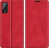 Mobigear Telefoonhoesje geschikt voor Wiko Power U20 Hoesje | Mobigear Retro Slim Bookcase Portemonnee | Pasjeshouder voor 3 Pasjes | Telefoonhoesje voor Pinpas / OV Kaart / Rijbewijs - Rood