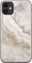 Apple iPhone 11 Hoesje - Transparant Siliconenhoesje - Flexibel - Met Marmerprint - Marmer - Wit