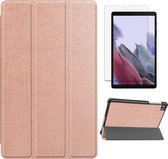 Samsung Galaxy Tab A7 Lite (2021) hoes - Tri-Fold Book Case + Screenprotector - Rosé Goud