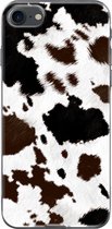 Apple iPhone 7 Telefoonhoesje - Transparant Siliconenhoesje - Flexibel - Met Dierenprint - Koeien Patroon - Donkerbruin