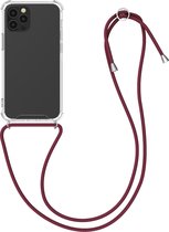 kwmobile telefoonhoesje compatibel met Apple iPhone 12 / 12 Pro - Hoesje met koord - Back cover in transparant / donkerrood