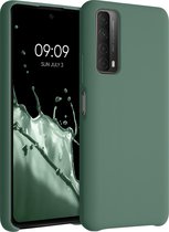 kwmobile telefoonhoesje voor Huawei P Smart (2021) - Hoesje met siliconen coating - Smartphone case in dennengroen