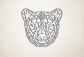 Line Art - Cheetah - S - 45x49cm - Wit - geometrische wanddecoratie