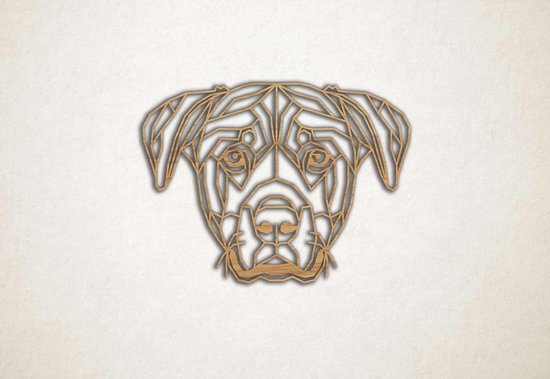 Line Art - Hond - Rottweiler 2 - S - 44x60cm - Eiken - geometrische wanddecoratie