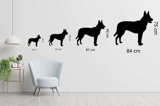 Silhouette chien - Chien de berger hollandais - Chien de Shepherd hollandais - XS - 25x28cm - Zwart - décoration murale