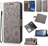 Voor Samsung Galaxy S8+ Skin Feel Reliëf Zonnebloem Horizontale Flip Lederen Case met Houder & Kaartsleuven & Portemonnee & Lanyard (Grijs)