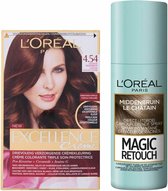 L'Oréal Excellence Creme Haarverf 4.54 Kastanje Middenbruin + Magic Retouch Uitgroeispray Middenbruin 75 ml Pakket