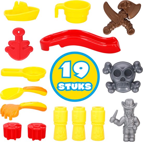 Eddy Toys Zand- en Watertafel Piraten - met 12 Accessoires - Buitenspeelgoed - 54 X 45 X 31 cm - Eddy Toys
