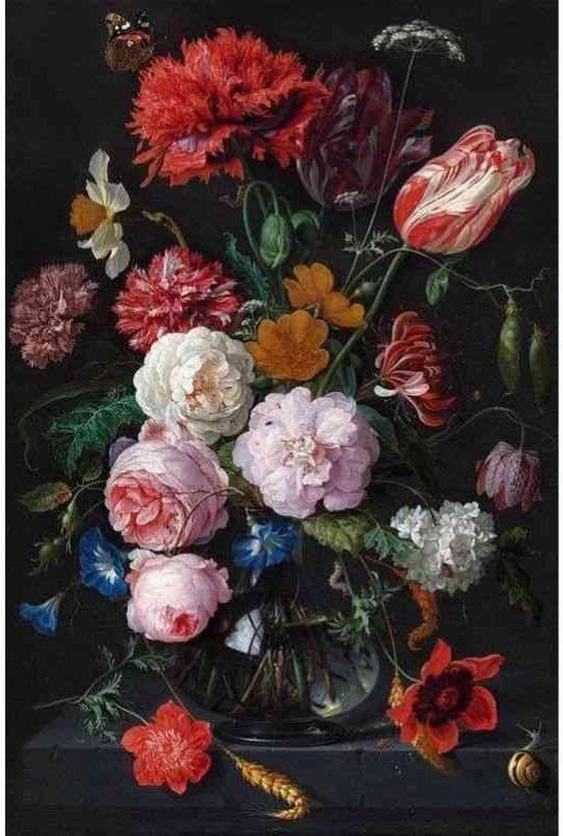 Diamond painting - Stilleven met bloemen in een glazen vaas van Jan Davidsz. de Heem - Oude meesters - Geproduceerd in Nederland - 50 x 70 cm - canvas materiaal - vierkante steentjes - Binnen 2-3 werkdagen in huis