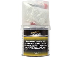 Protecton Polyester Reparatieset - Met hars en verharder - Sterke Hechting – Sneldrogend – Voor Metaal, Hout & Kunststof - 250 gram