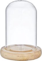 Stolp Glas met Houten Voet - ø8xh13cm - Transparant Rond