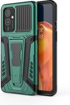 Voor OnePlus 9 War Chariot Series Armor All-inclusive schokbestendige pc + TPU-beschermhoes met onzichtbare houder (groen)