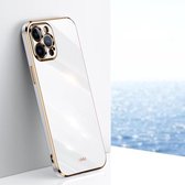 XINLI Straight 6D Plating Gold Edge TPU schokbestendig hoesje voor iPhone 12 Pro (wit)