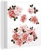 Peintures sur Toile Roses - Rose - Peinture - 20x20 cm - Décoration murale