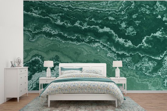Behang - Fotobehang Marmer - Agaat - Groen - Breedte 400 cm x hoogte 300 cm